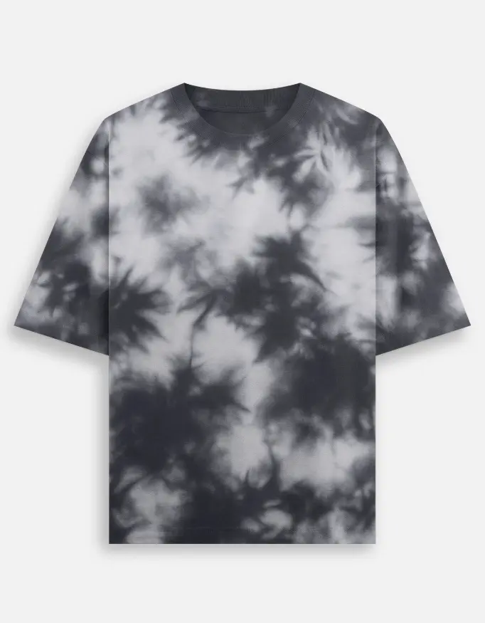Black and grey tie-die oversized t-shirts