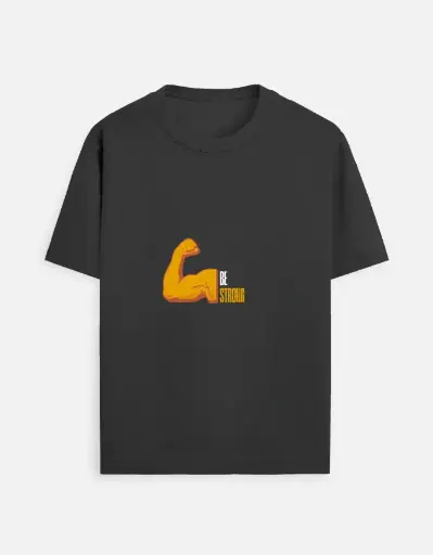 Black T-shirts flexing arm